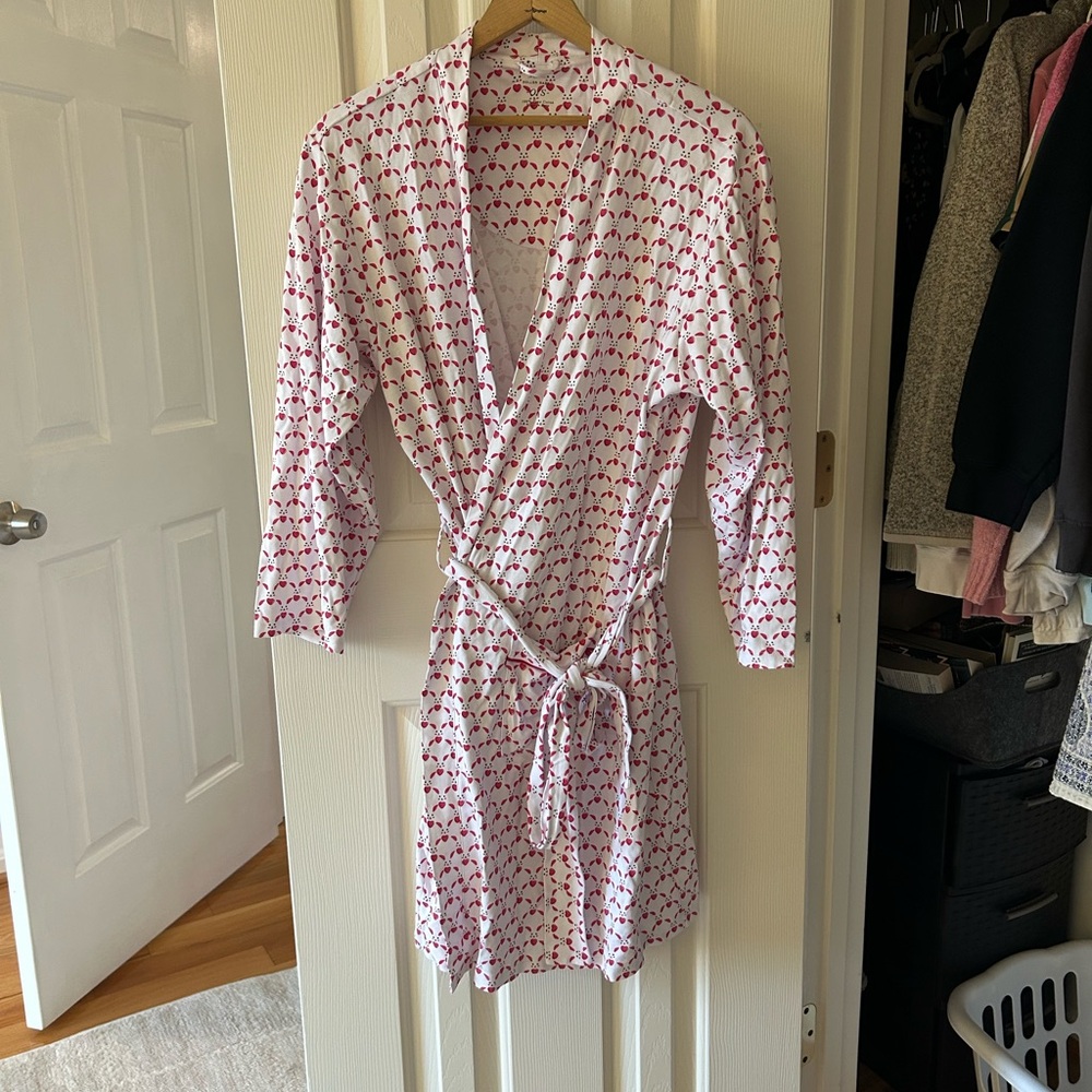 Roller Rabbit White and Pink Patterned Robe